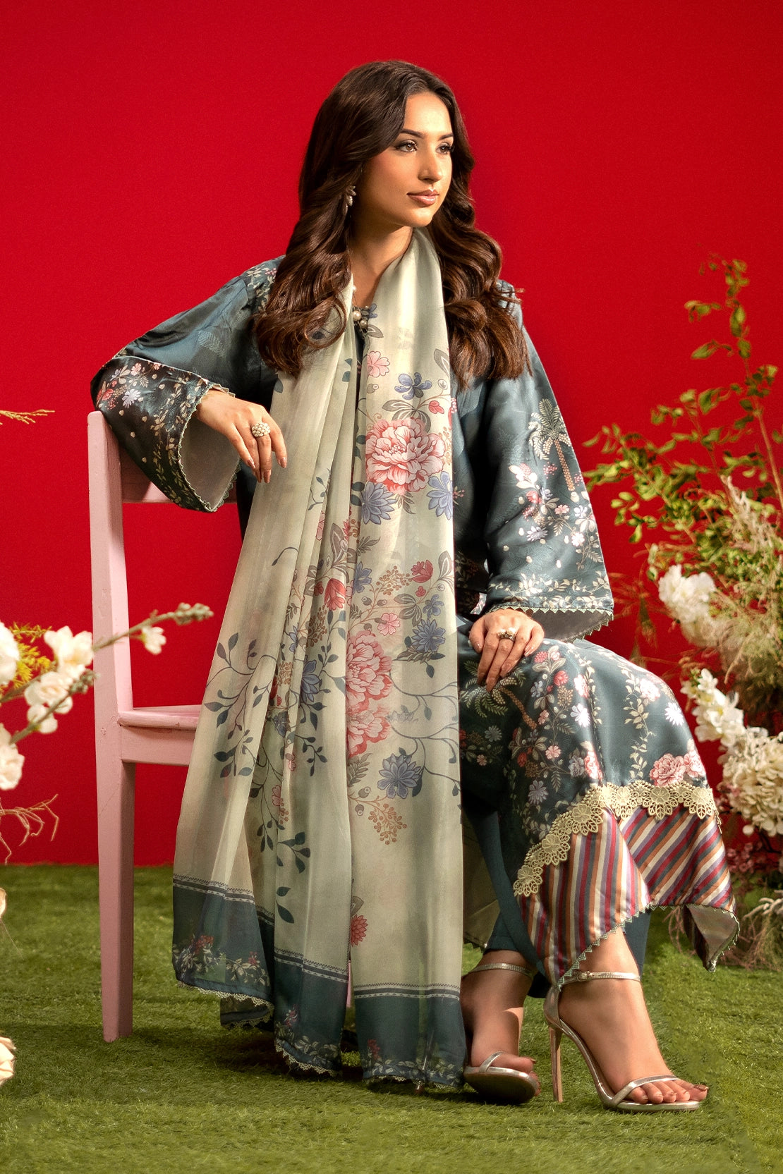 3 Piece - Digitally Printed Luxury Silk - 3904