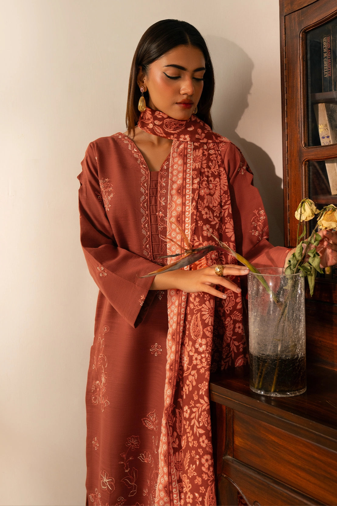 3 Piece - Embroidered Khaddar - 1035