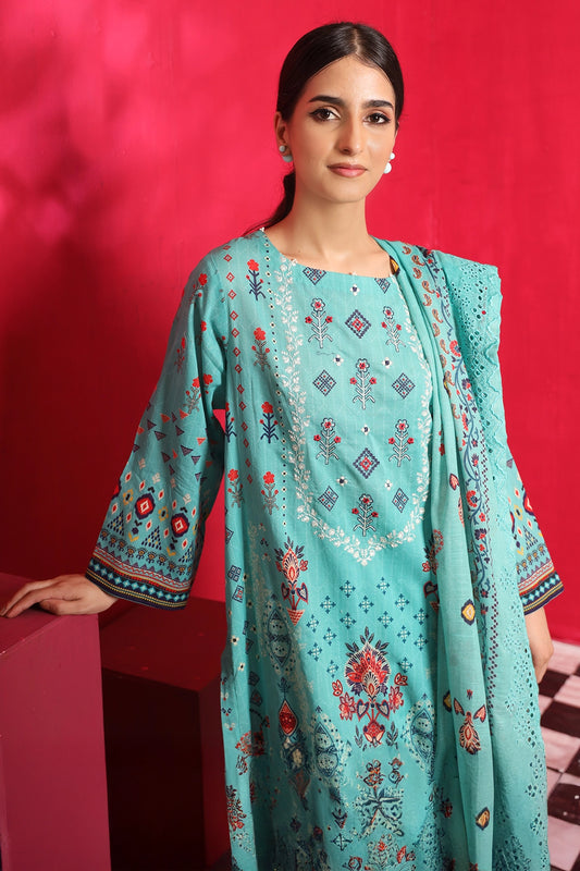 3 Piece - Premium Embroidered Lawn - 7770
