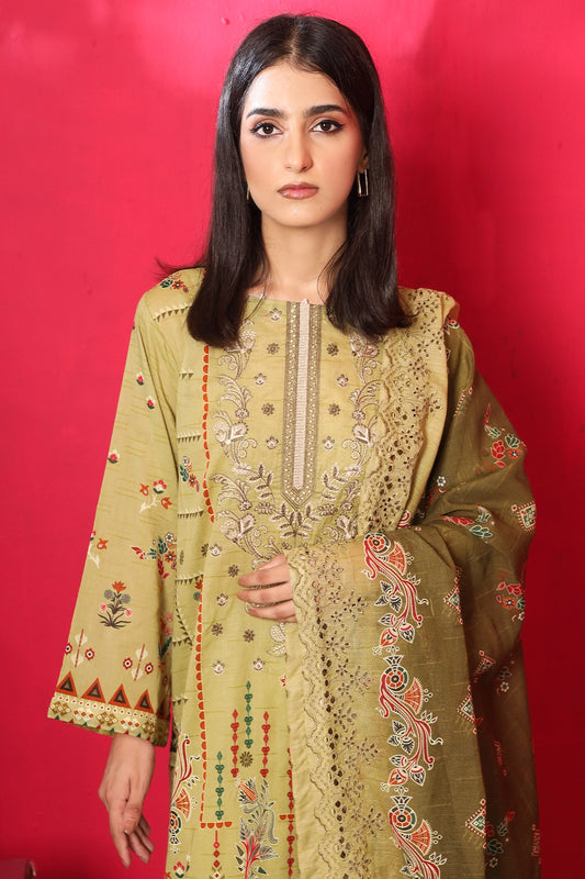 3 Piece - Premium Embroidered Lawn - 7772