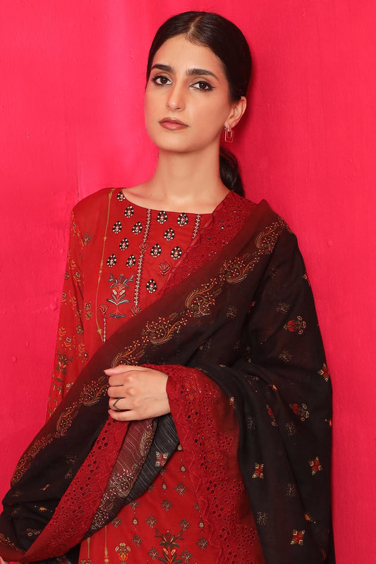 3 Piece - Premium Embroidered Lawn - 7776