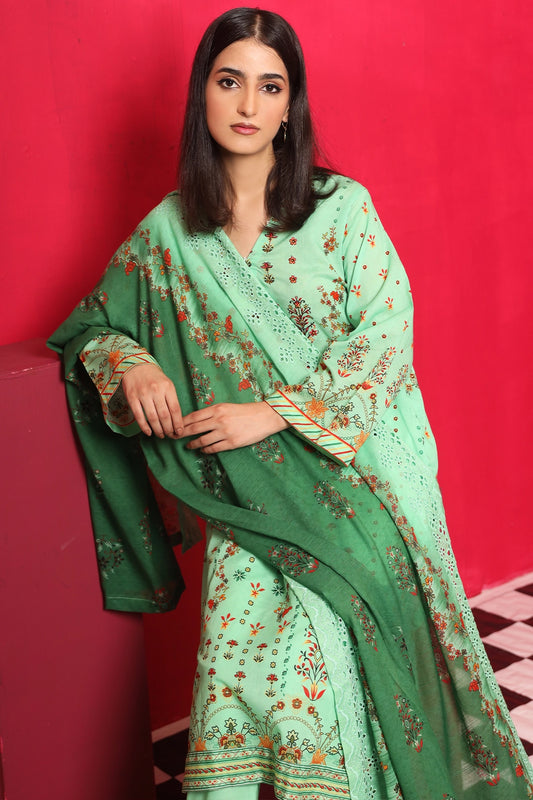 3 Piece - Premium Embroidered Lawn - 7777