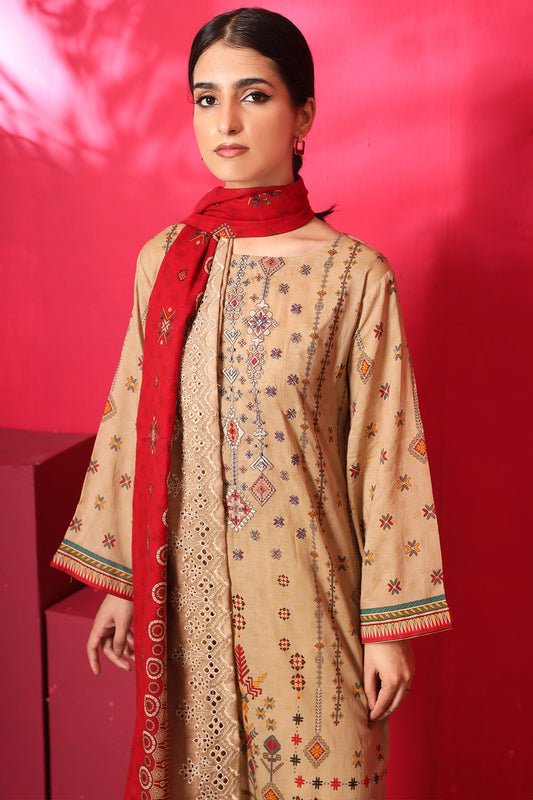 3 Piece - Premium Embroidered Lawn - 7778