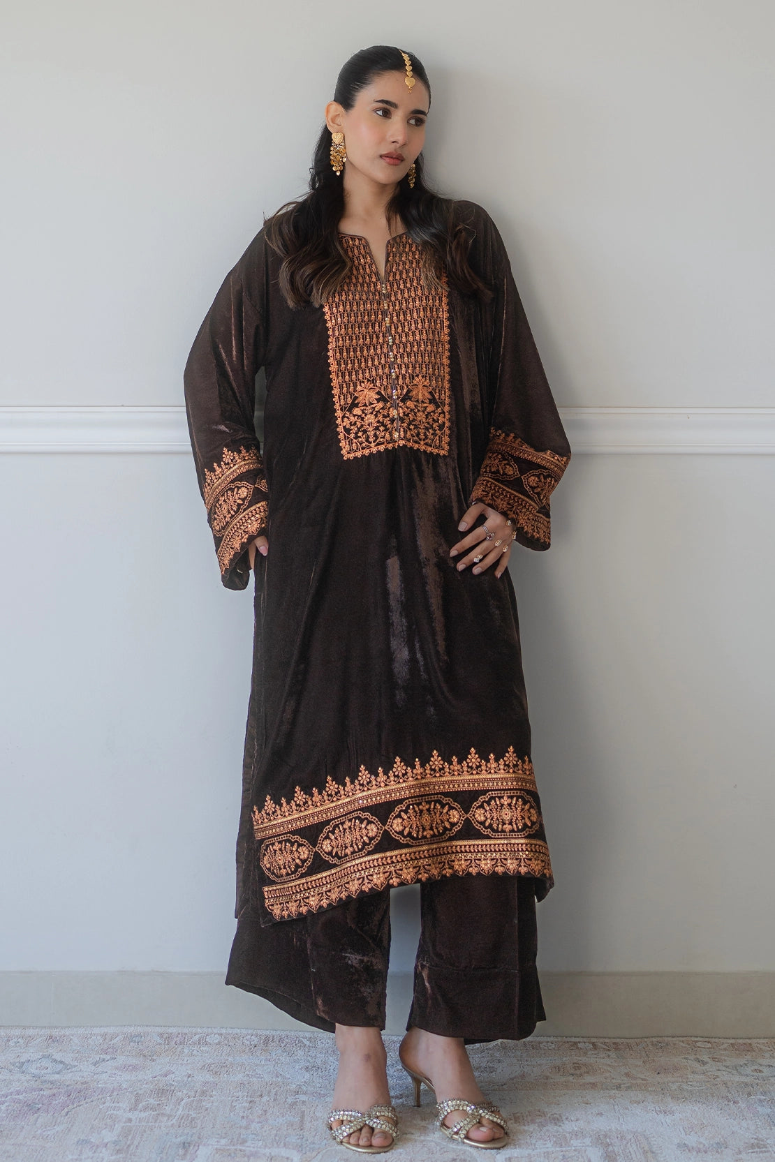 Stitched 3 Piece - Velvet - Cocoa