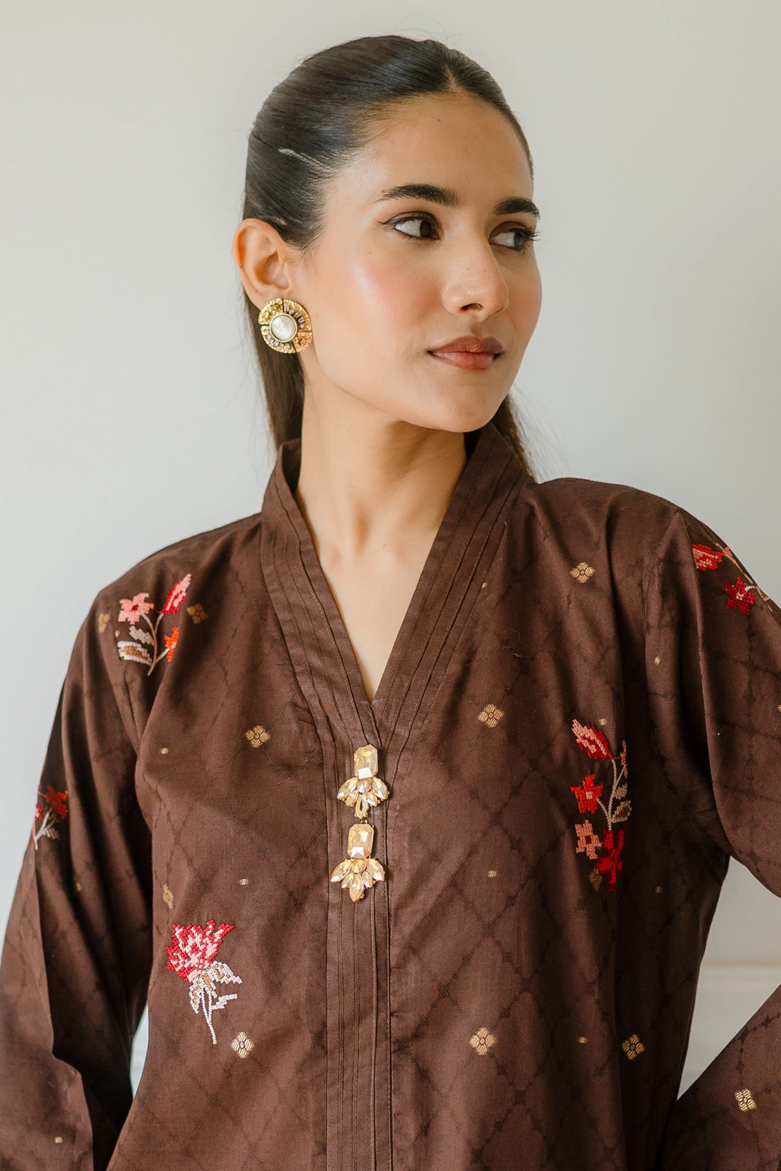 3 Piece - Premium Embroidered Jacquard Lawn - 5559