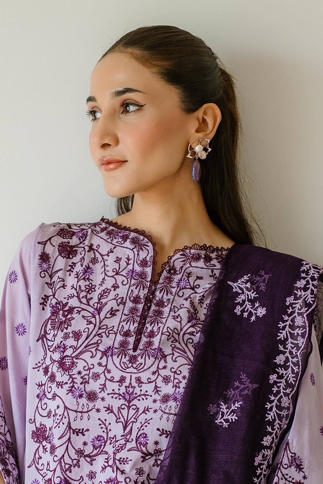 3 Piece - Premium Embroidered Jacquard Lawn - 5554