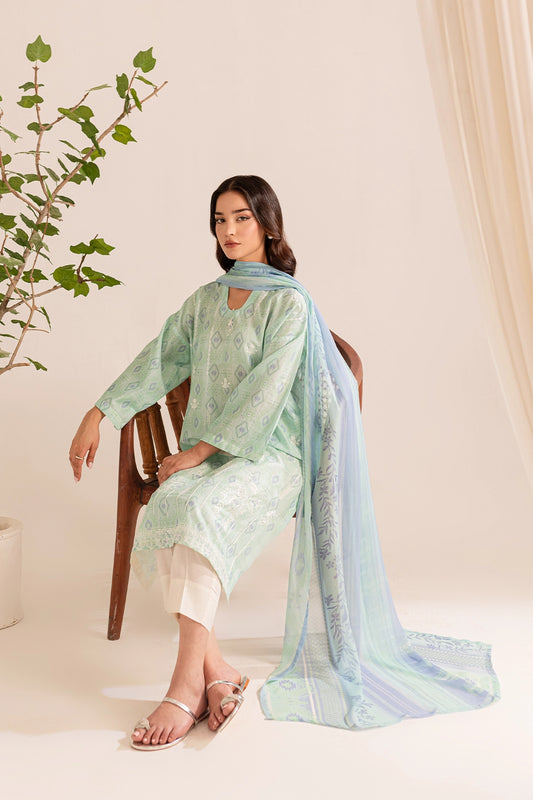 3 PIECE - PREMIUM EMBROIDERED LAWN - 9071