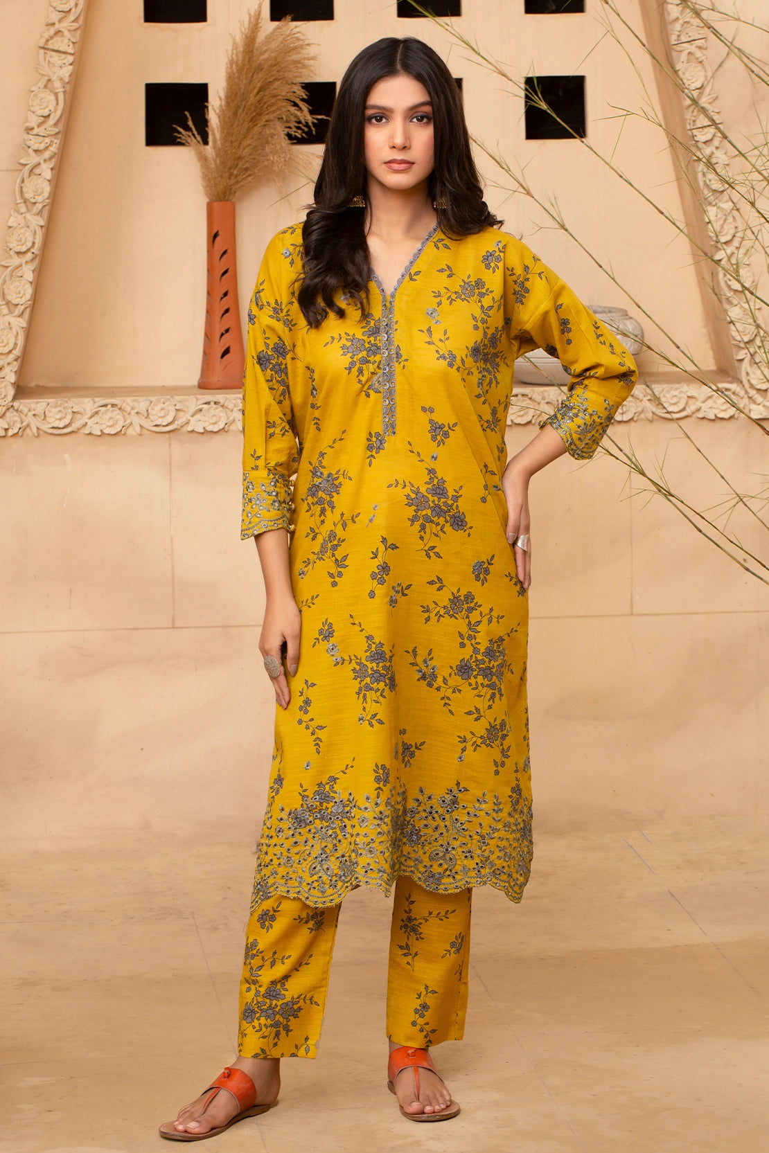 2 Piece - Premium Embroidered Khaddar - 9351