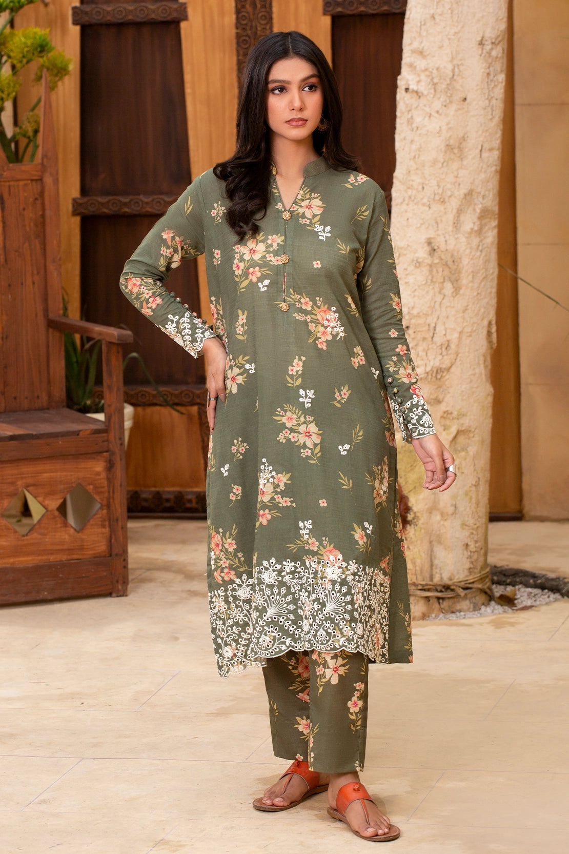 2 Piece - Premium Embroidered Khaddar - 9352