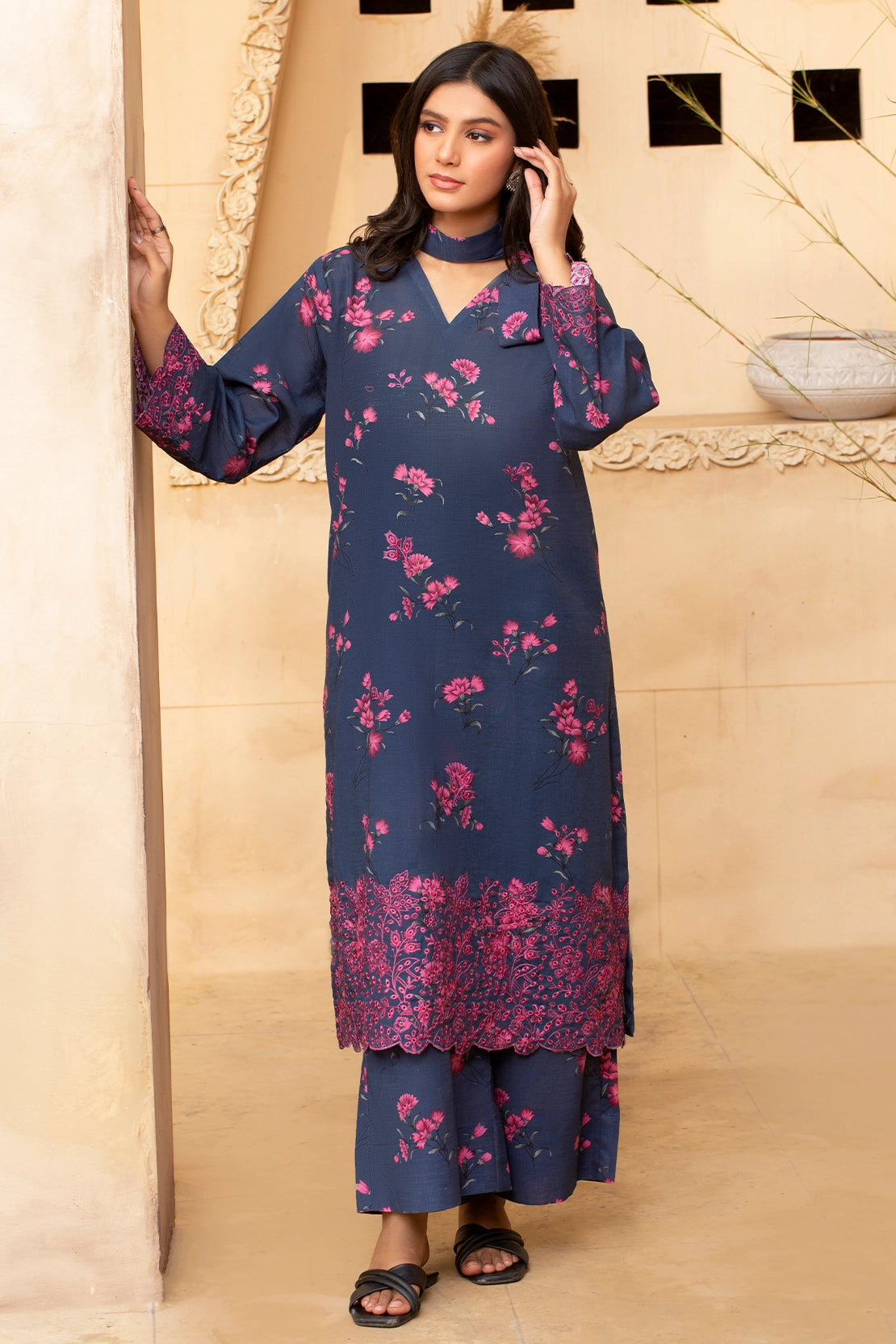 2 Piece - Premium Embroidered Khaddar - 9354