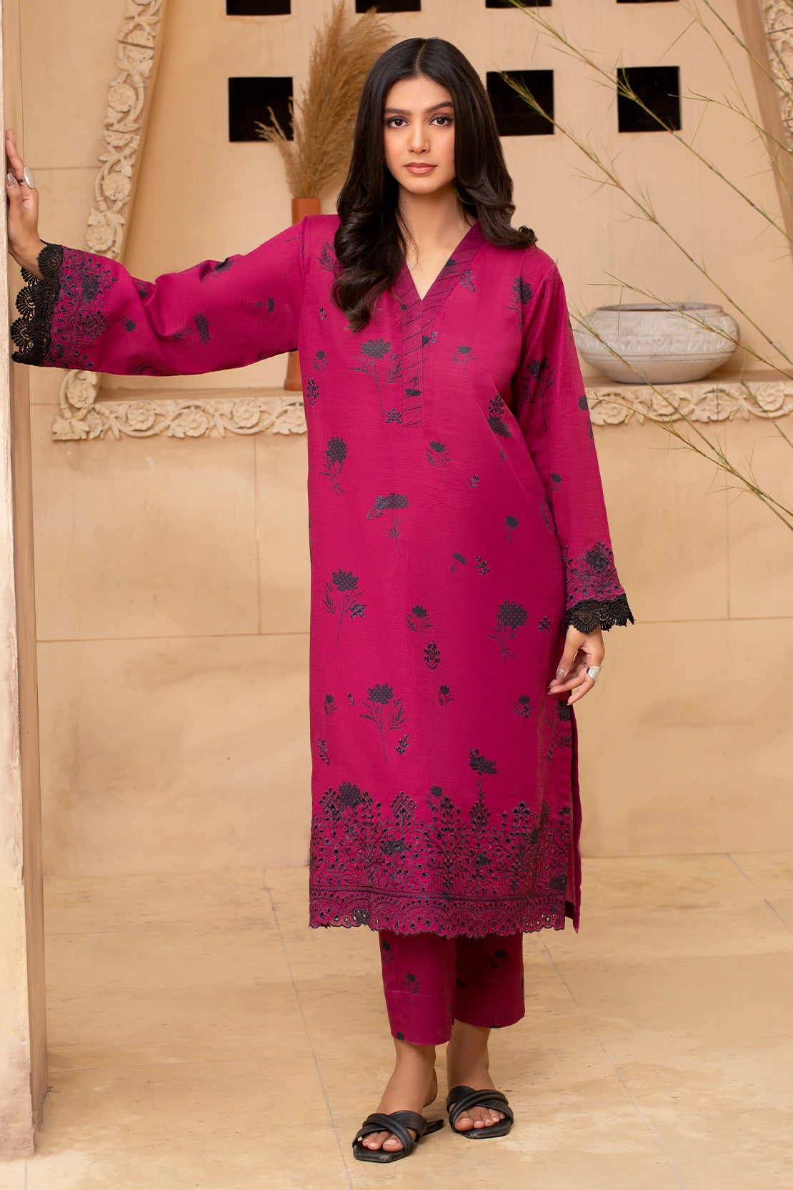 2 Piece - Premium Embroidered Khaddar - 9355