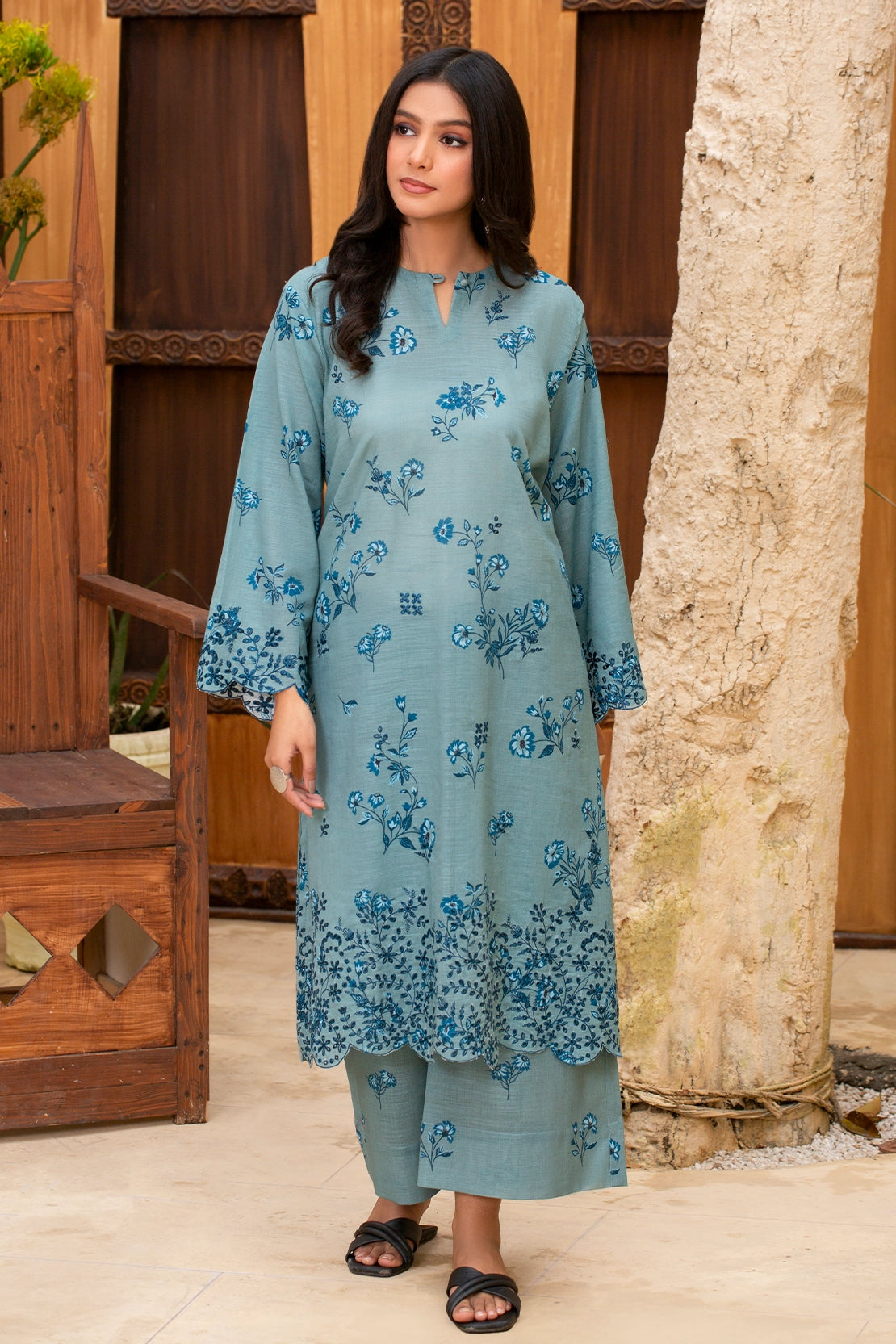 2 Piece - Premium Embroidered Khaddar - 9357