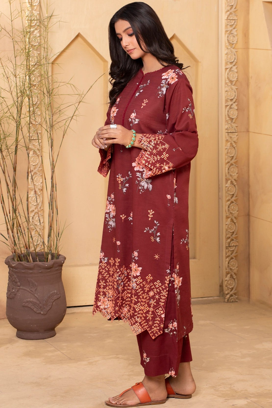 2 Piece - Premium Embroidered Khaddar - 9358