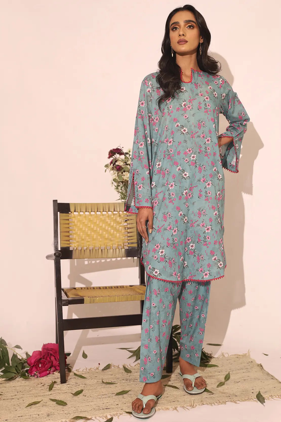 2 Piece - Printed Lawn Co-ord Set – 7480