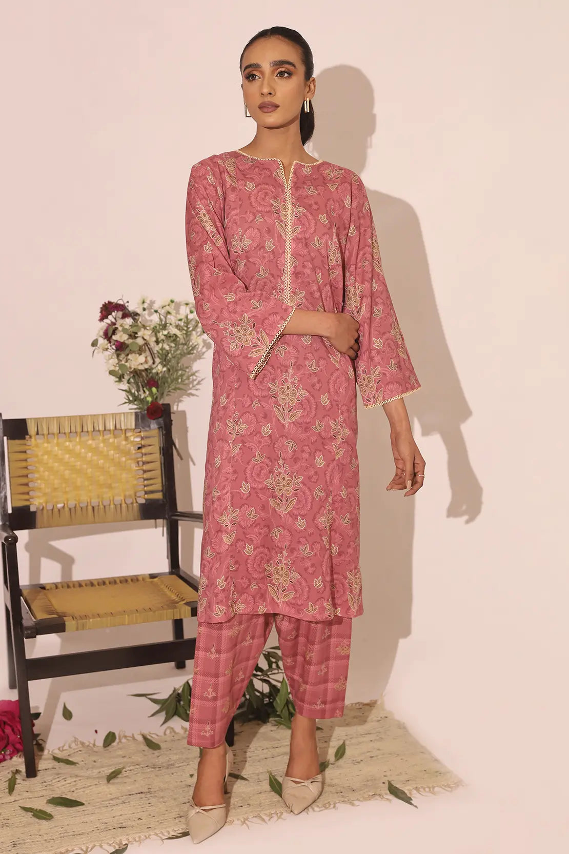 2 Piece - Printed Lawn Co-ord Set – 7477