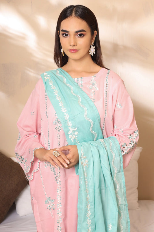 3 PIECE - PREMIUM EMBROIDERED LAWN - 7776