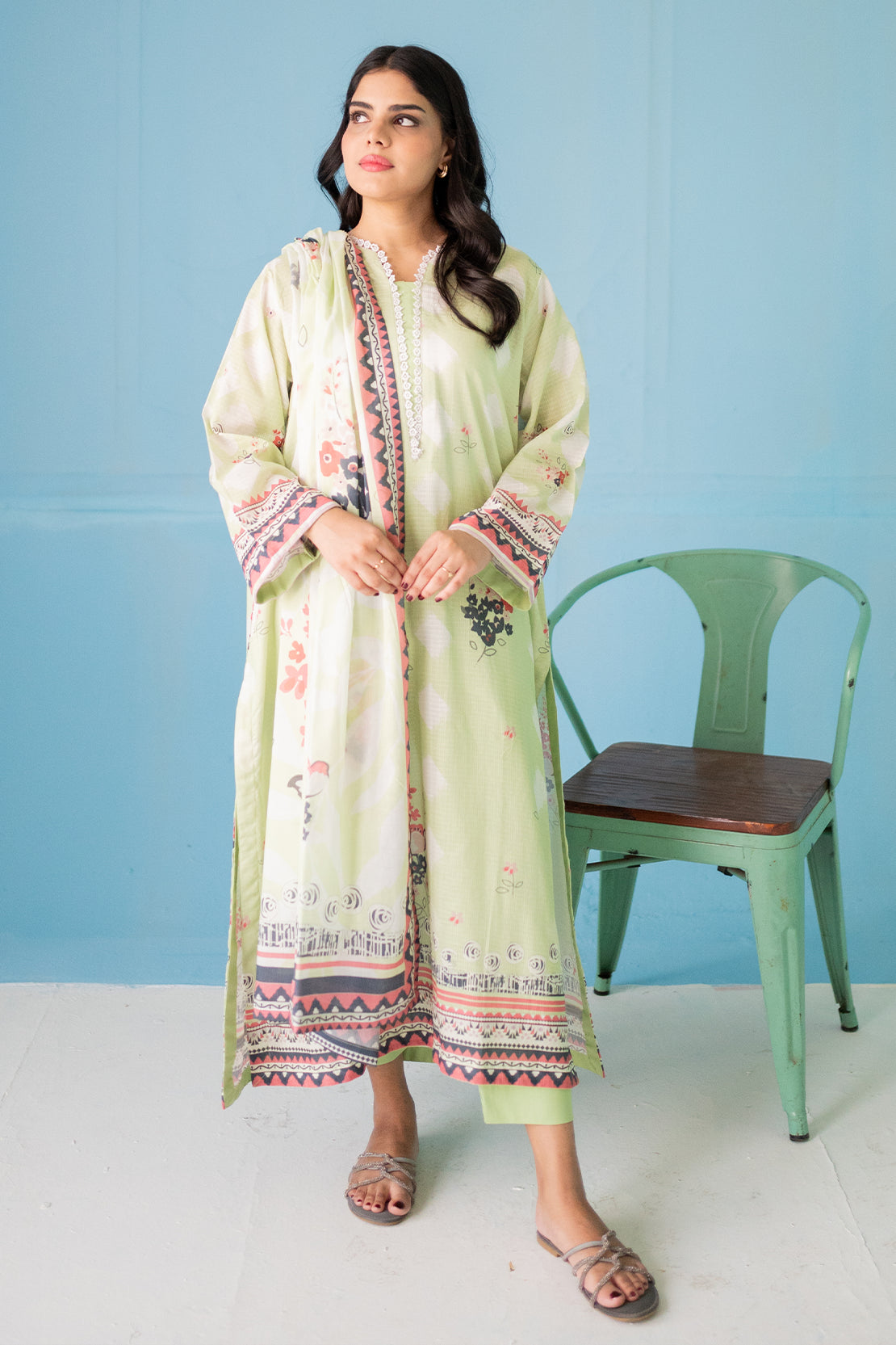 3 Piece Digitally Printed Lawn - 9002