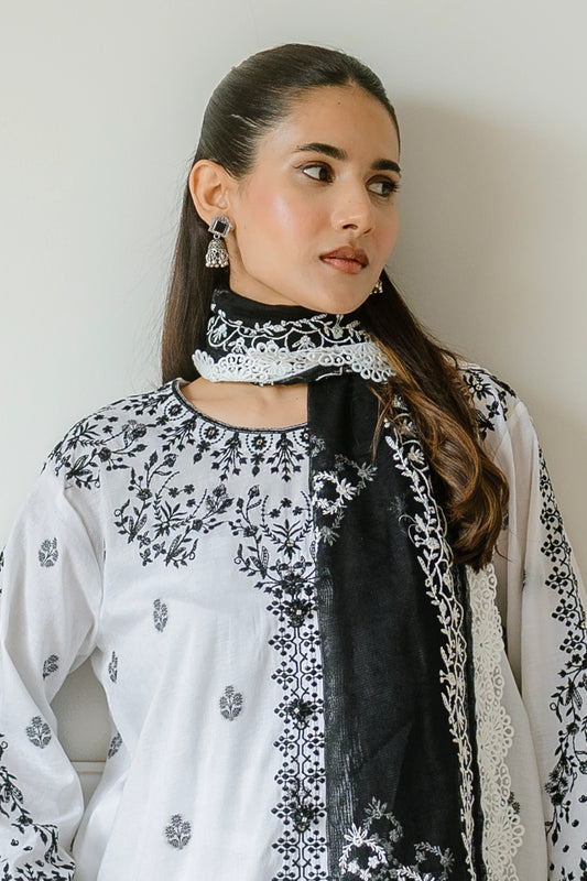 3 Piece - Premium Embroidered Jacquard Lawn - 5553