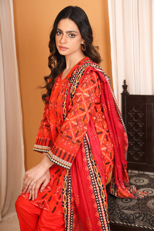 3 Piece Digitally Printed Lawn - 7782