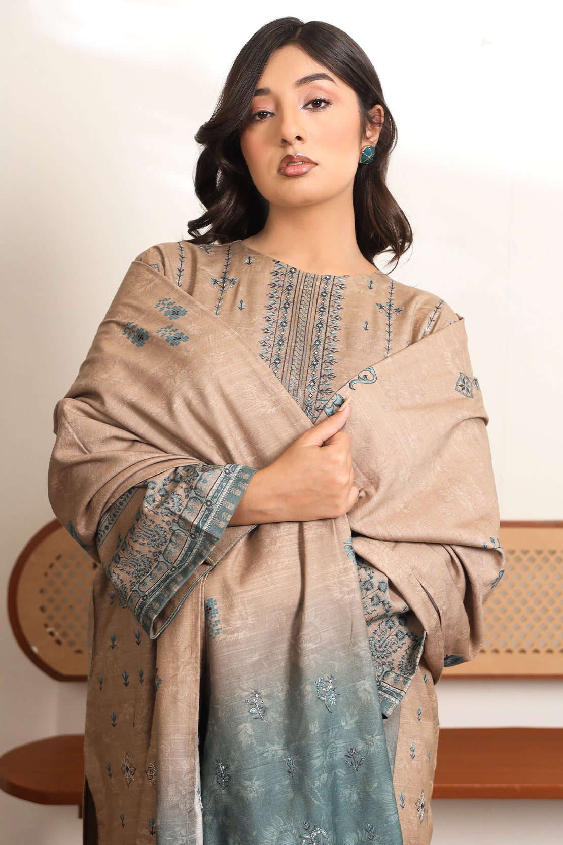 3 PIECE - EMBROIDERED DHANAK - 74
