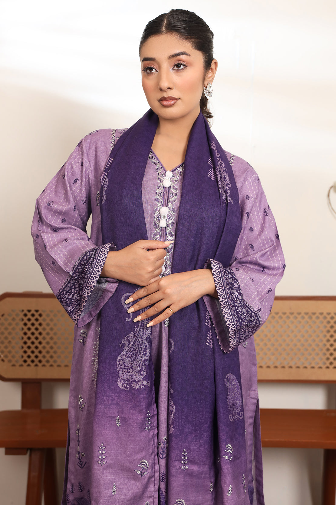 3 PIECE - EMBROIDERED DHANAK - 75