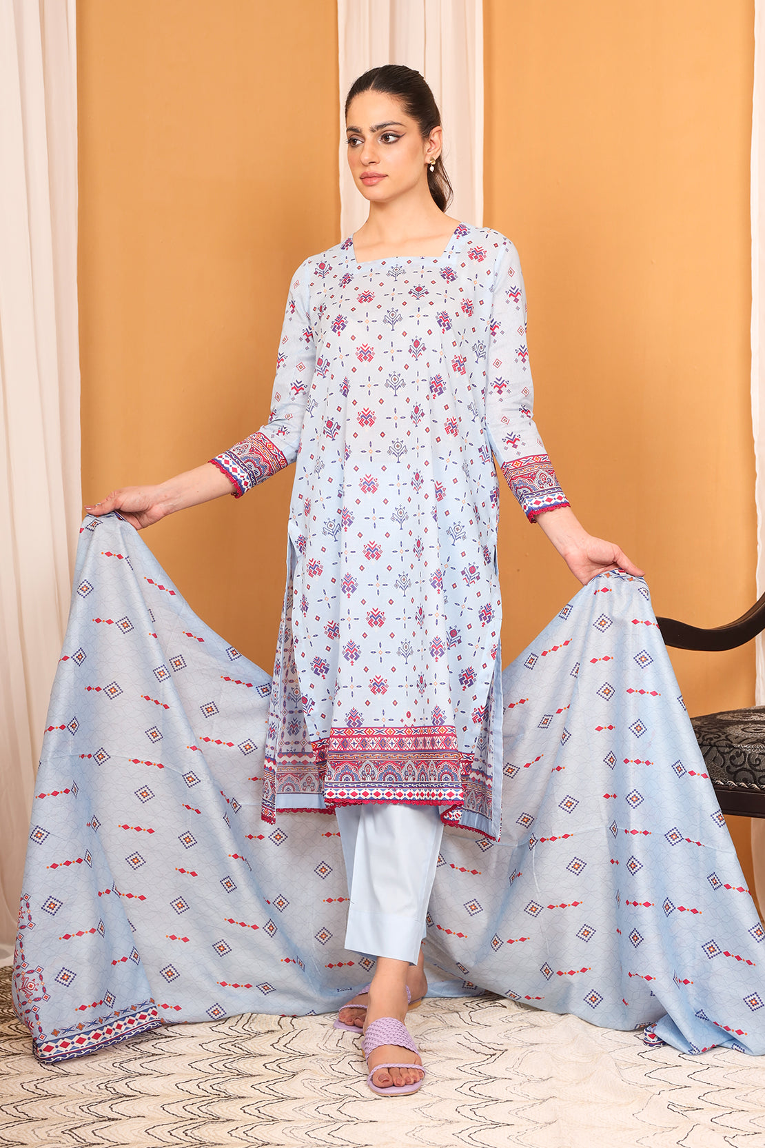 3 Piece Digitally Printed Lawn - 7785