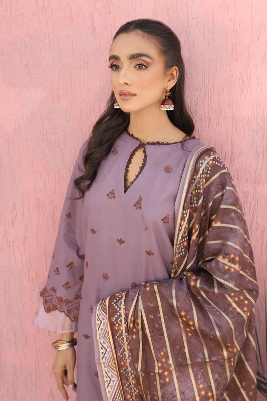 3 Piece- Premium Embroidered Lawn-7691