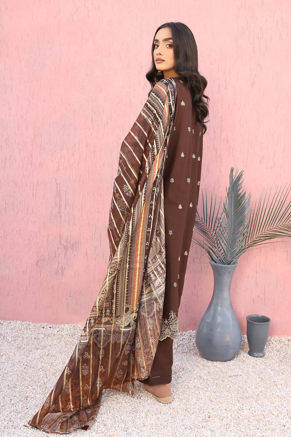 3 Piece- Premium Embroidered Lawn-7700