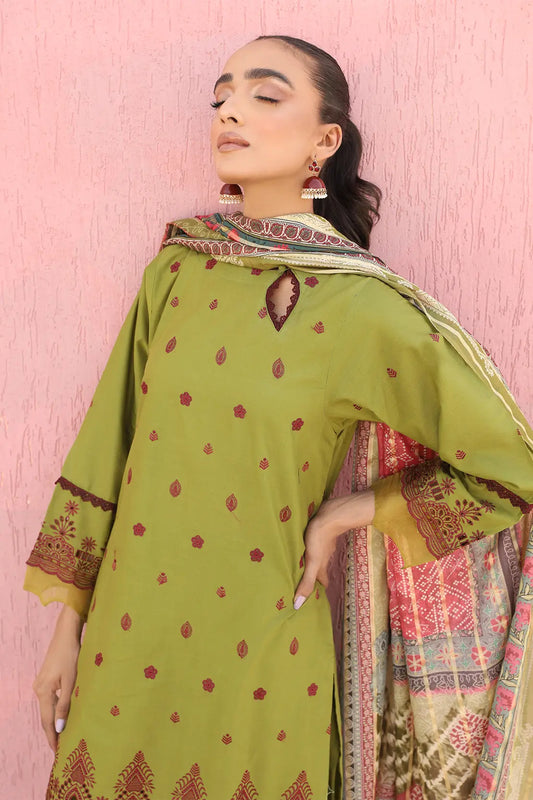 3 Piece- Premium Embroidered Lawn-7692