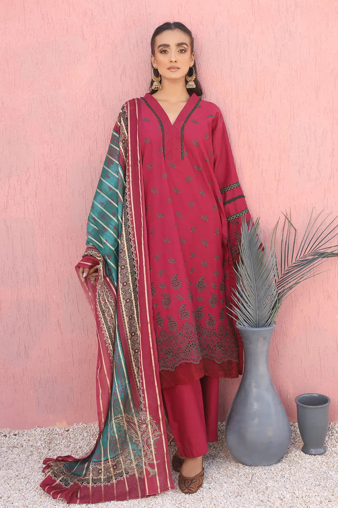 3 Piece- Premium Embroidered Lawn-7693
