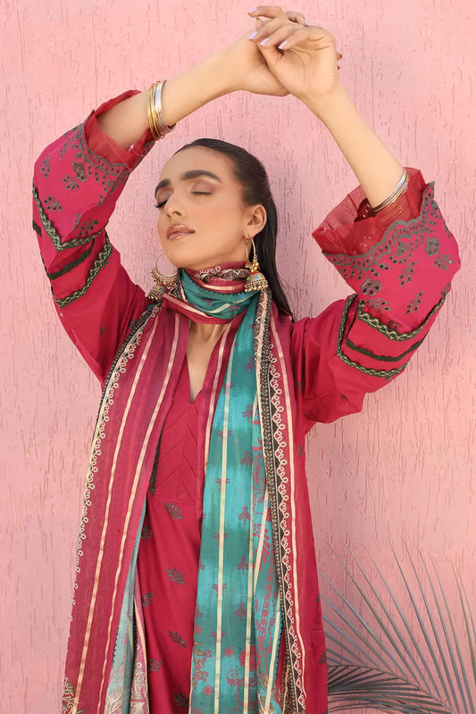3 Piece- Premium Embroidered Lawn-7693