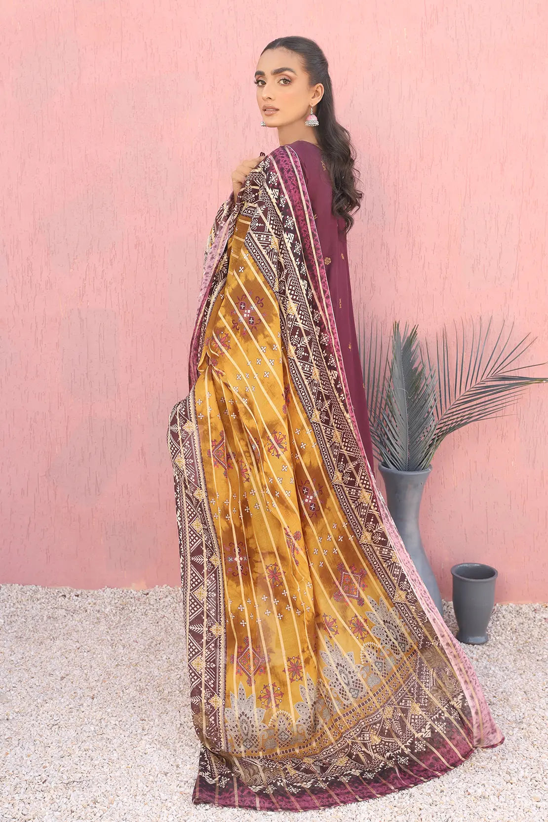 3 Piece- Premium Embroidered Lawn-7697