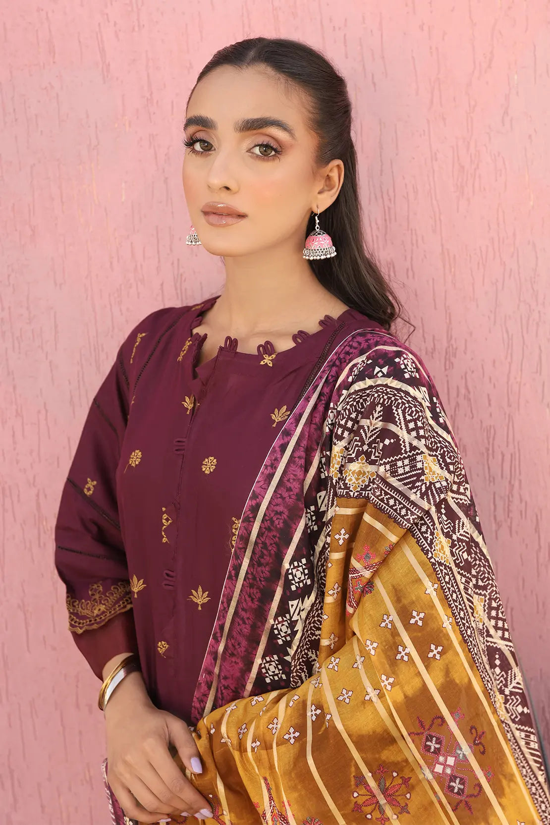 3 Piece- Premium Embroidered Lawn-7697