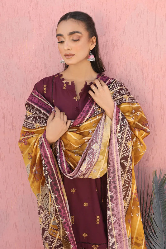 3 Piece- Premium Embroidered Lawn-7697