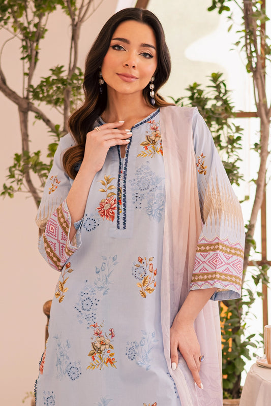 3 Piece - Premium Embroidered Lawn - 021