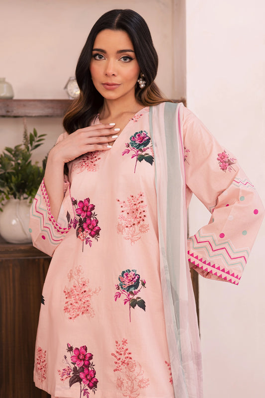 3 Piece - Premium Embroidered Lawn - 022