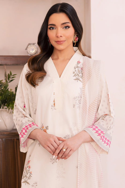 3 Piece - Premium Embroidered Lawn - 024