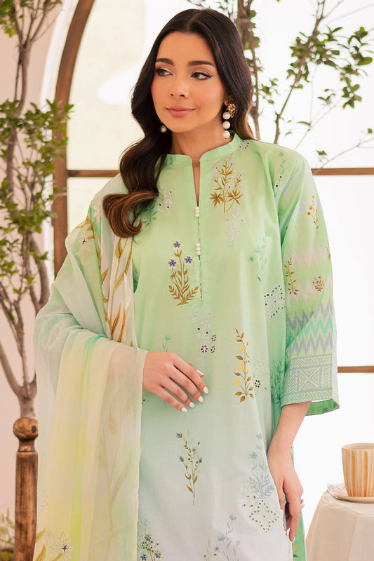 3 Piece - Premium Embroidered Lawn - 025