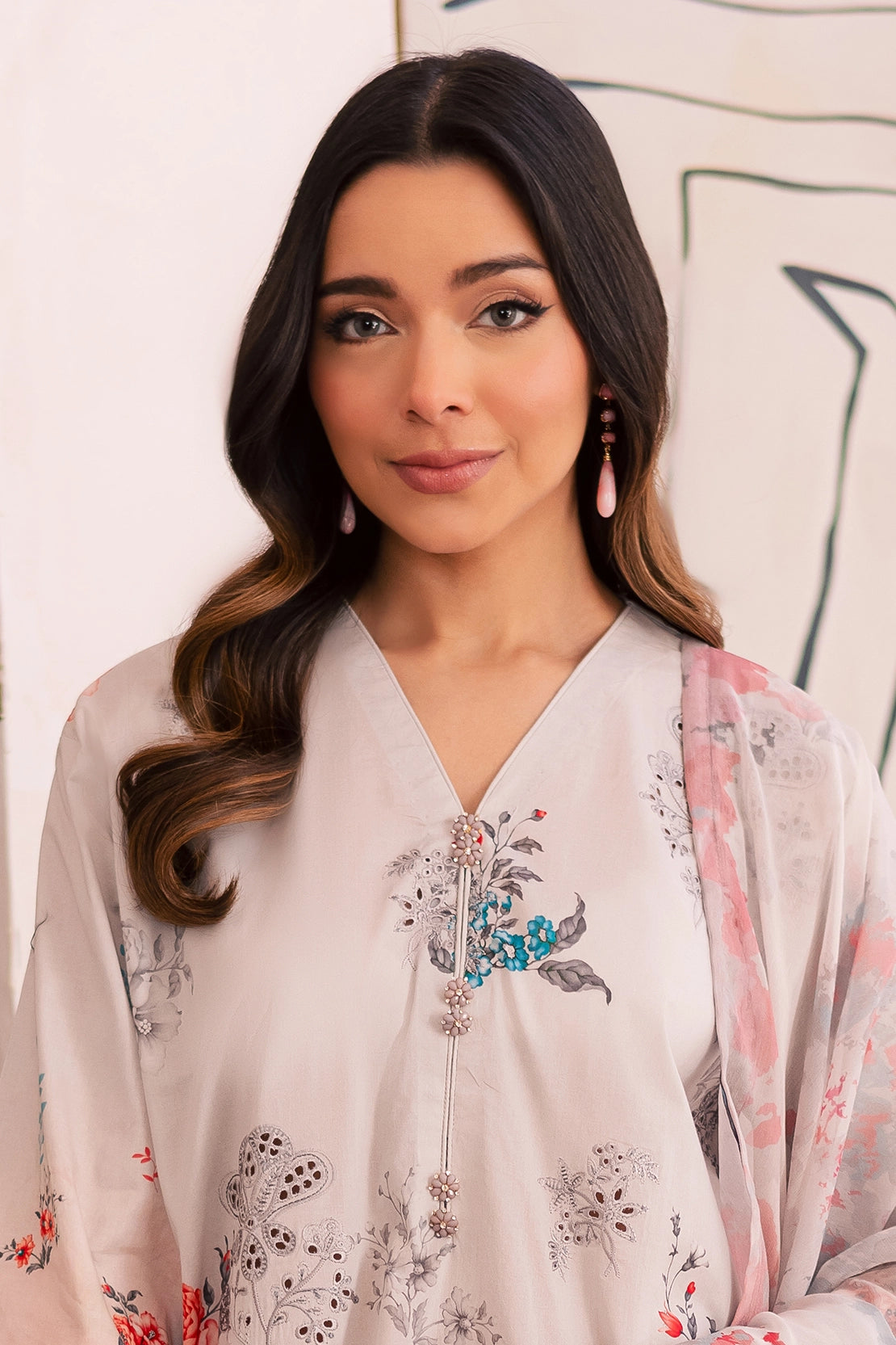 3 Piece - Premium Embroidered Lawn - 026