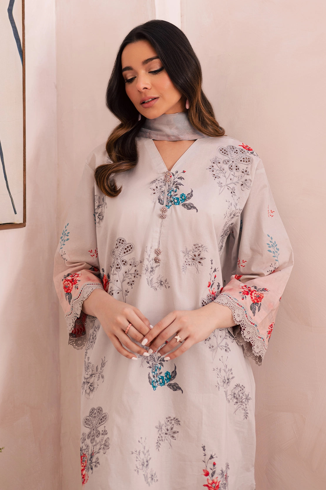 3 Piece - Premium Embroidered Lawn - 026