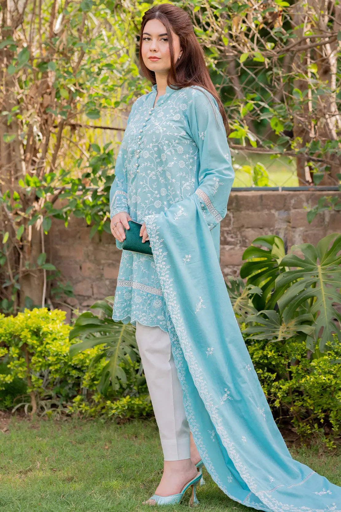3 Piece - Embroidered Chikankari Lawn - W126