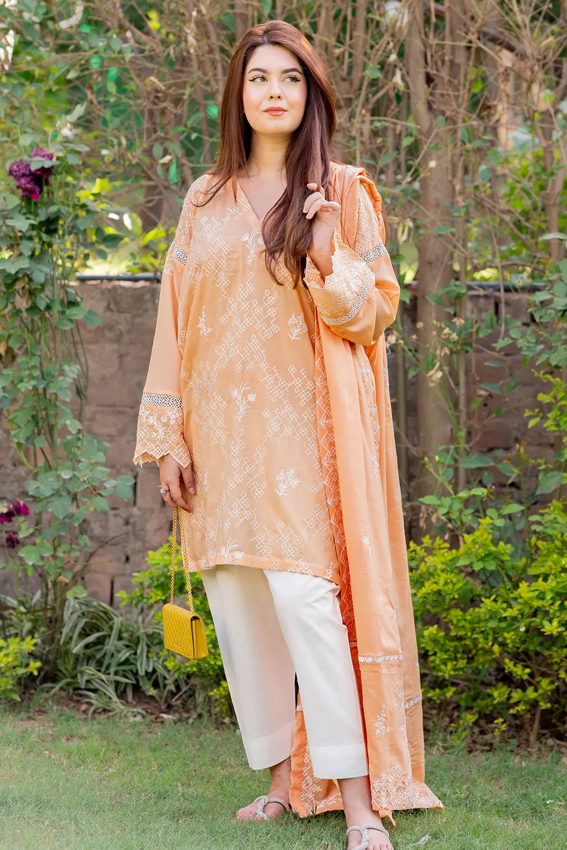 3 Piece - Embroidered Chikankari Lawn - W127