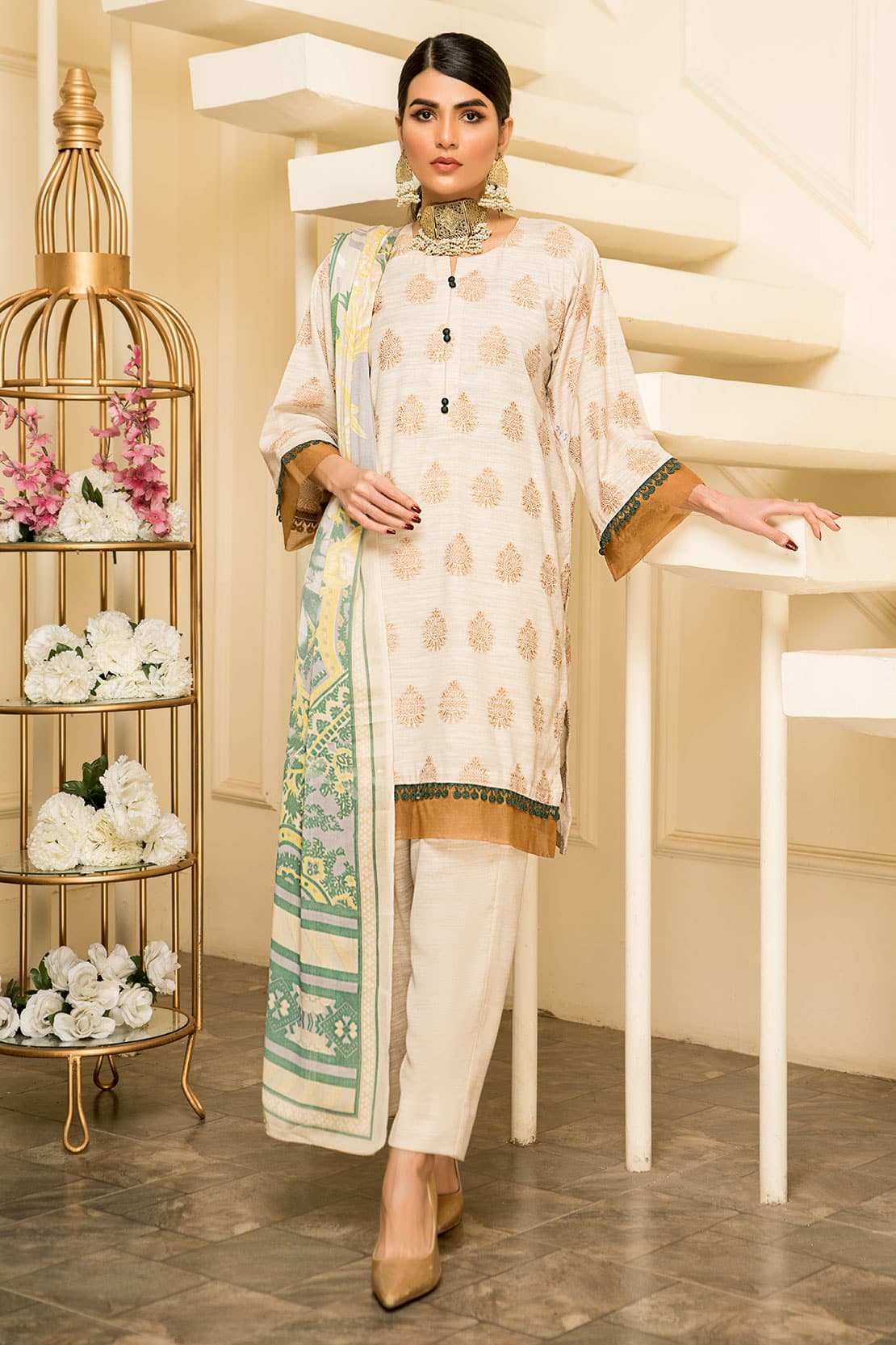 3 Piece - Premium Jacquard Slub Peach - 301