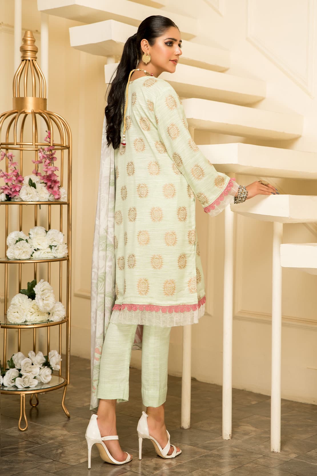 3 Piece - Premium Jacquard Slub Peach - 302