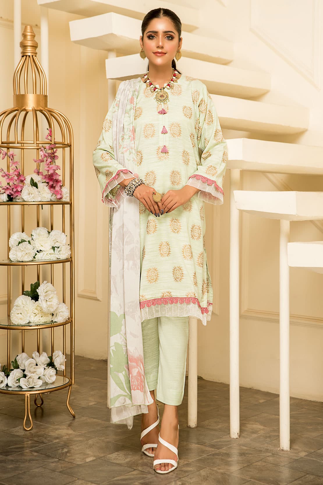 3 Piece - Premium Jacquard Slub Peach - 302