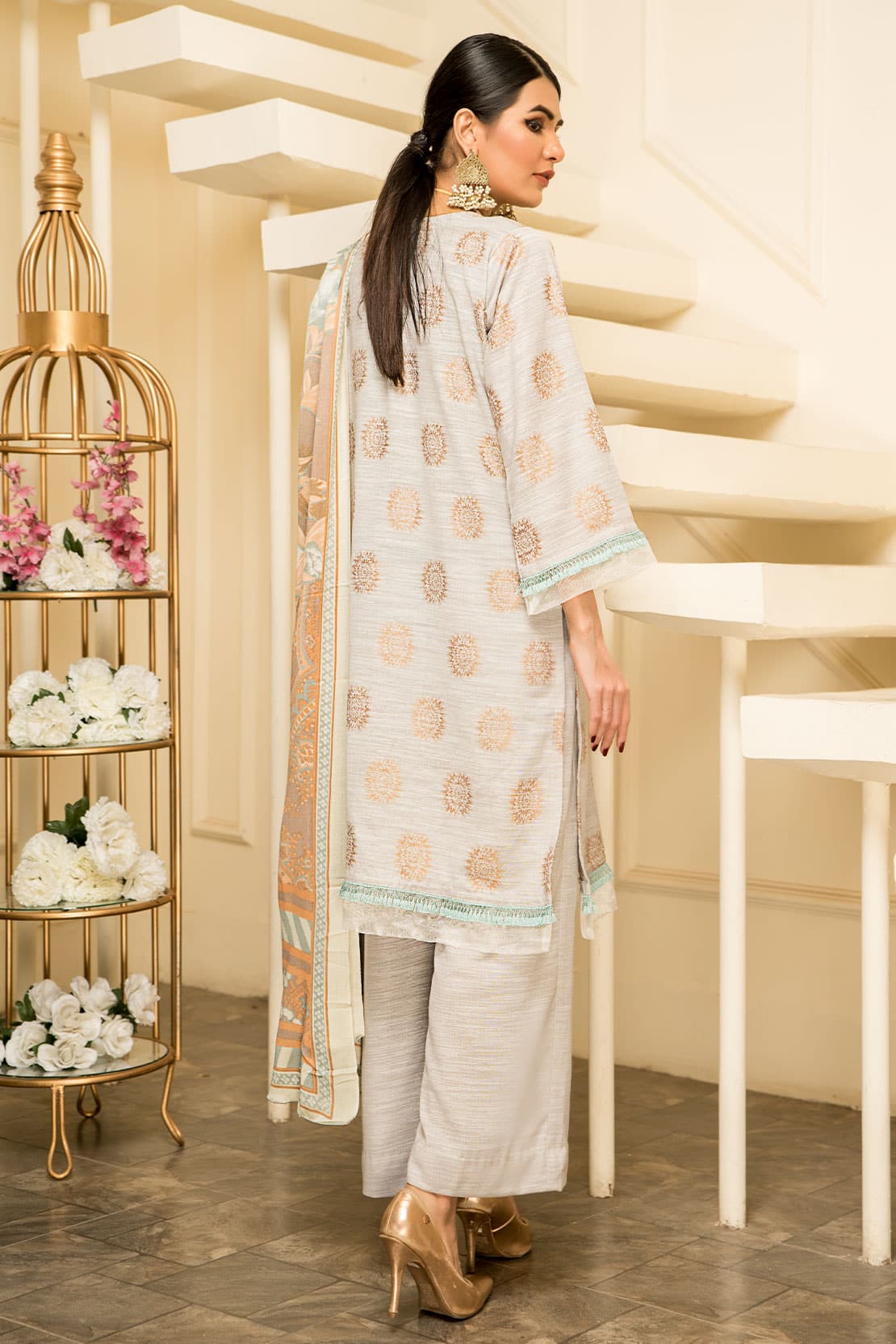 3 Piece - Premium Jacquard Slub Peach - 303