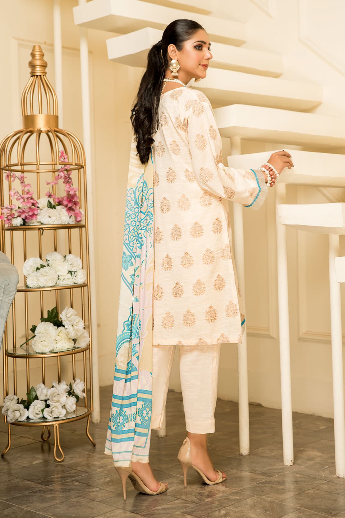 3 Piece - Premium Jacquard Slub Peach - 304
