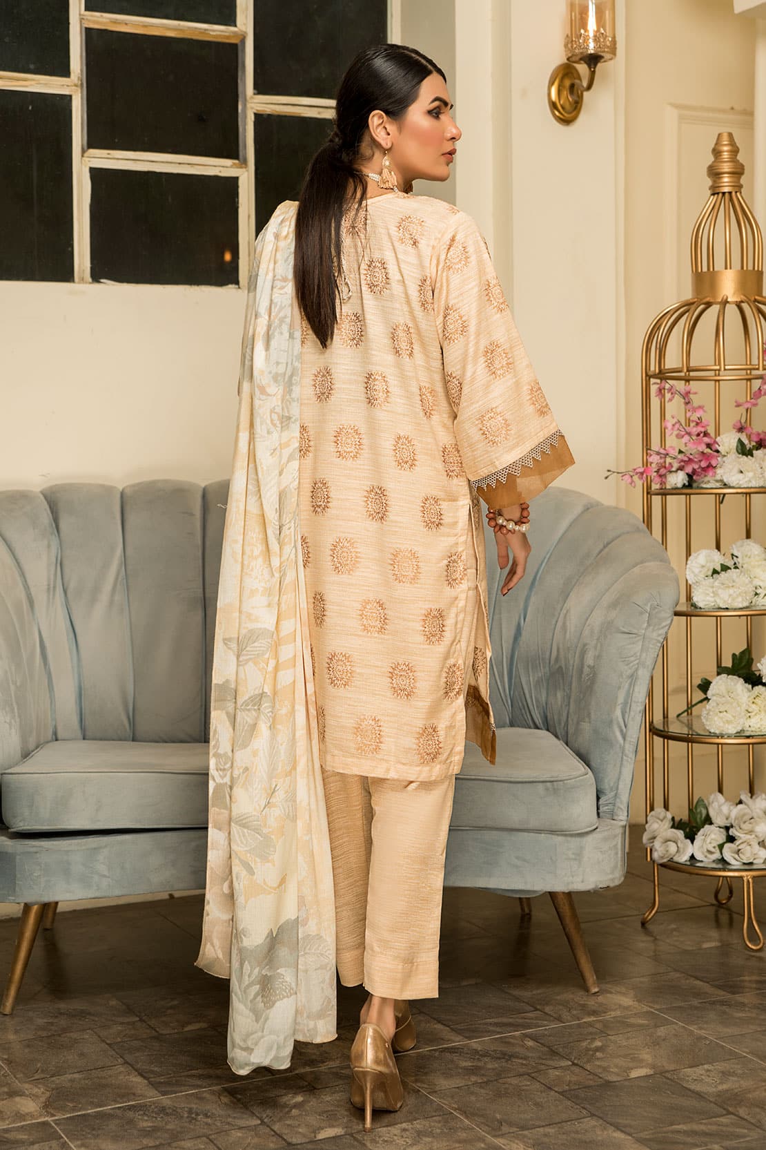 3 Piece - Premium Jacquard Slub Peach - 305