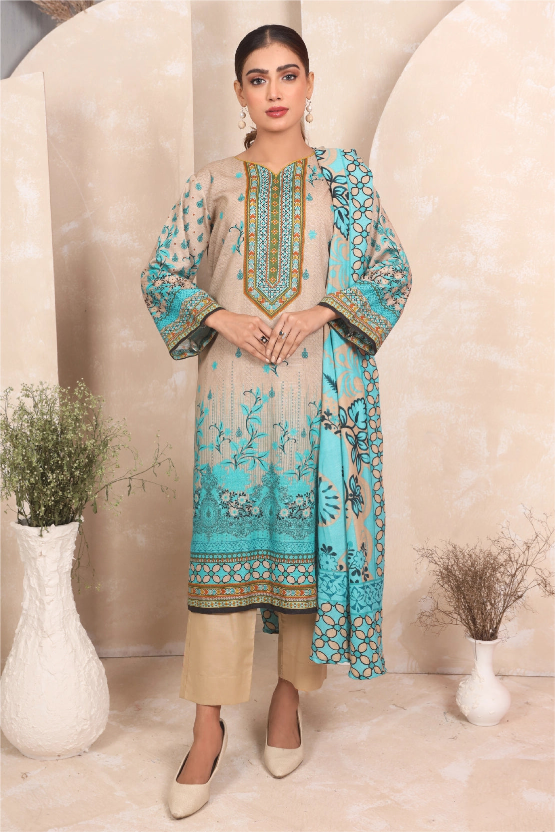 3 PIECE - PRINTED KHADDAR - 4045-B