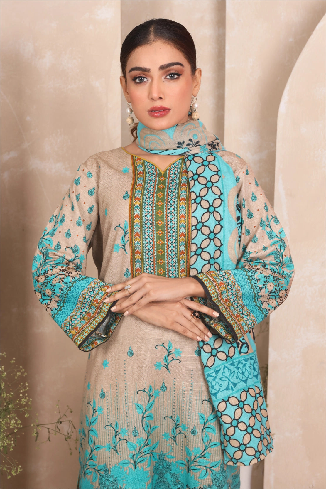 3 PIECE - PRINTED KHADDAR - 4045-B